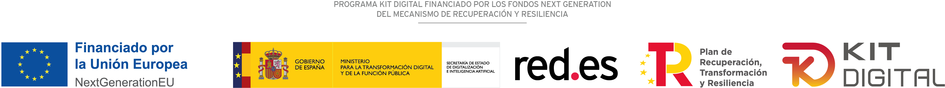 Programa Kit Digital financiado por los fondos Next Generation EU del Mecanismo de Recuperación y Resiliencia. Gobierno de España, Red.es, Plan de Recuperación, Transformación y Resiliencia.